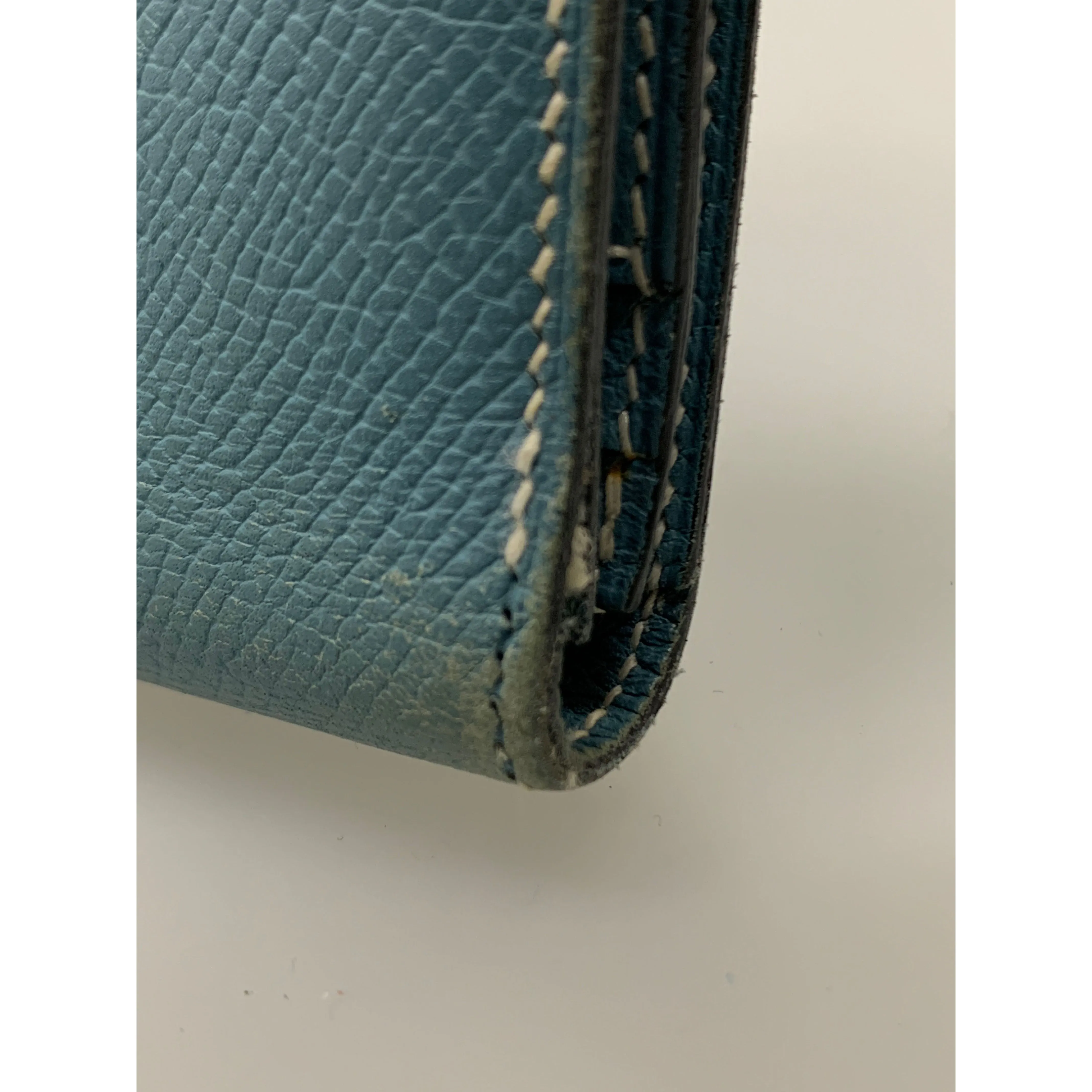 #HERMES/Long Wallet/BLU/Leather/Plain