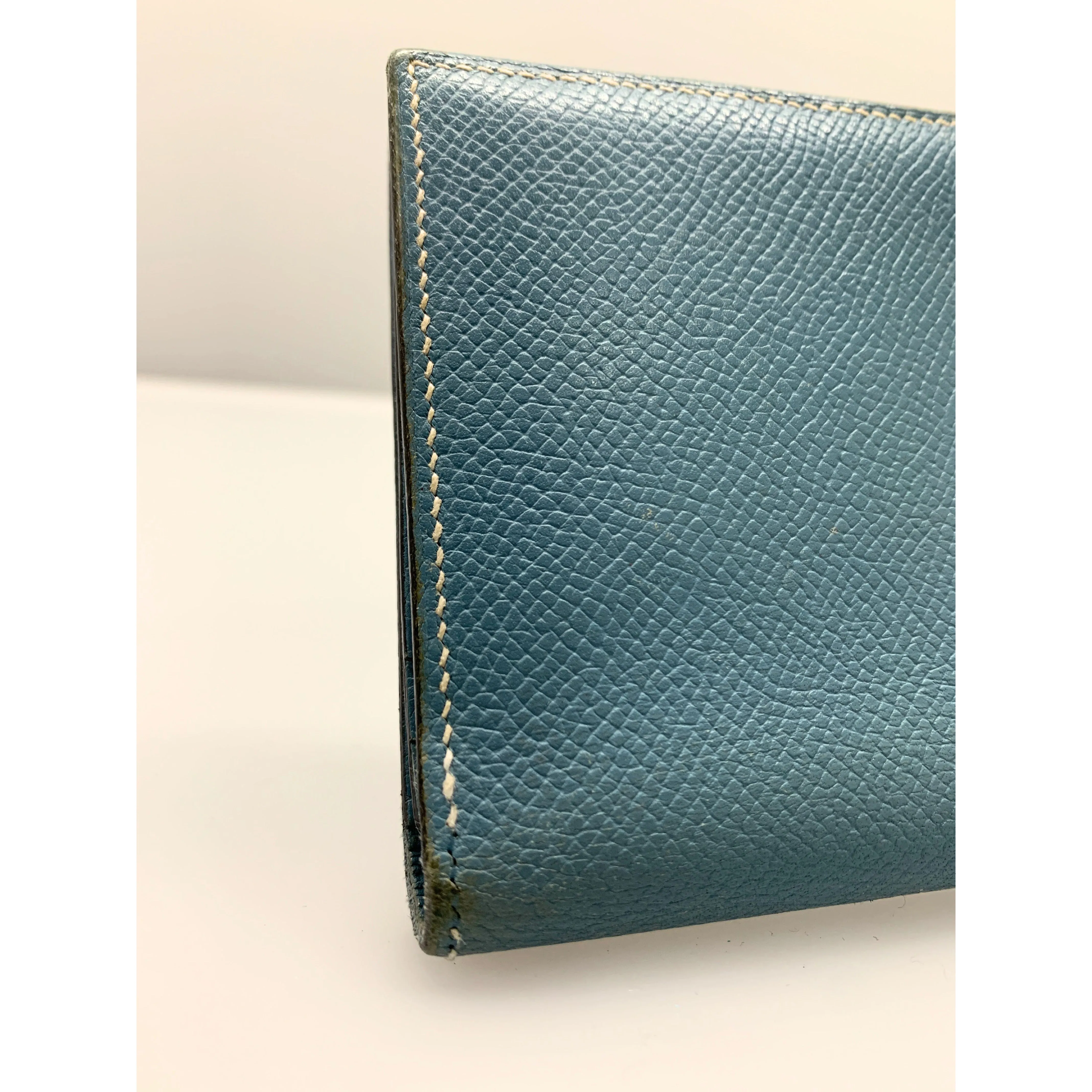 #HERMES/Long Wallet/BLU/Leather/Plain