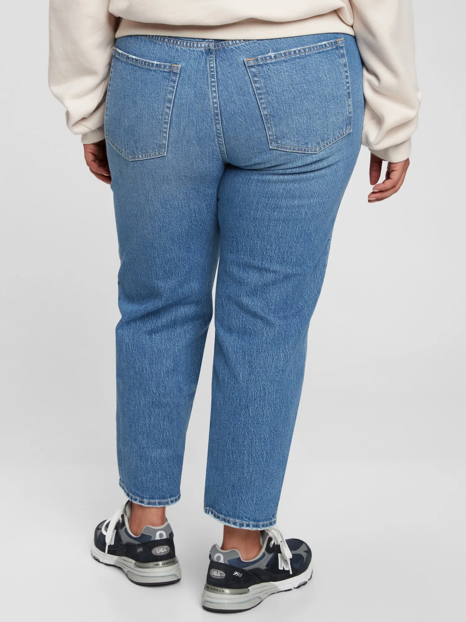 High Rise Cheeky Straight Jeans with Washwell