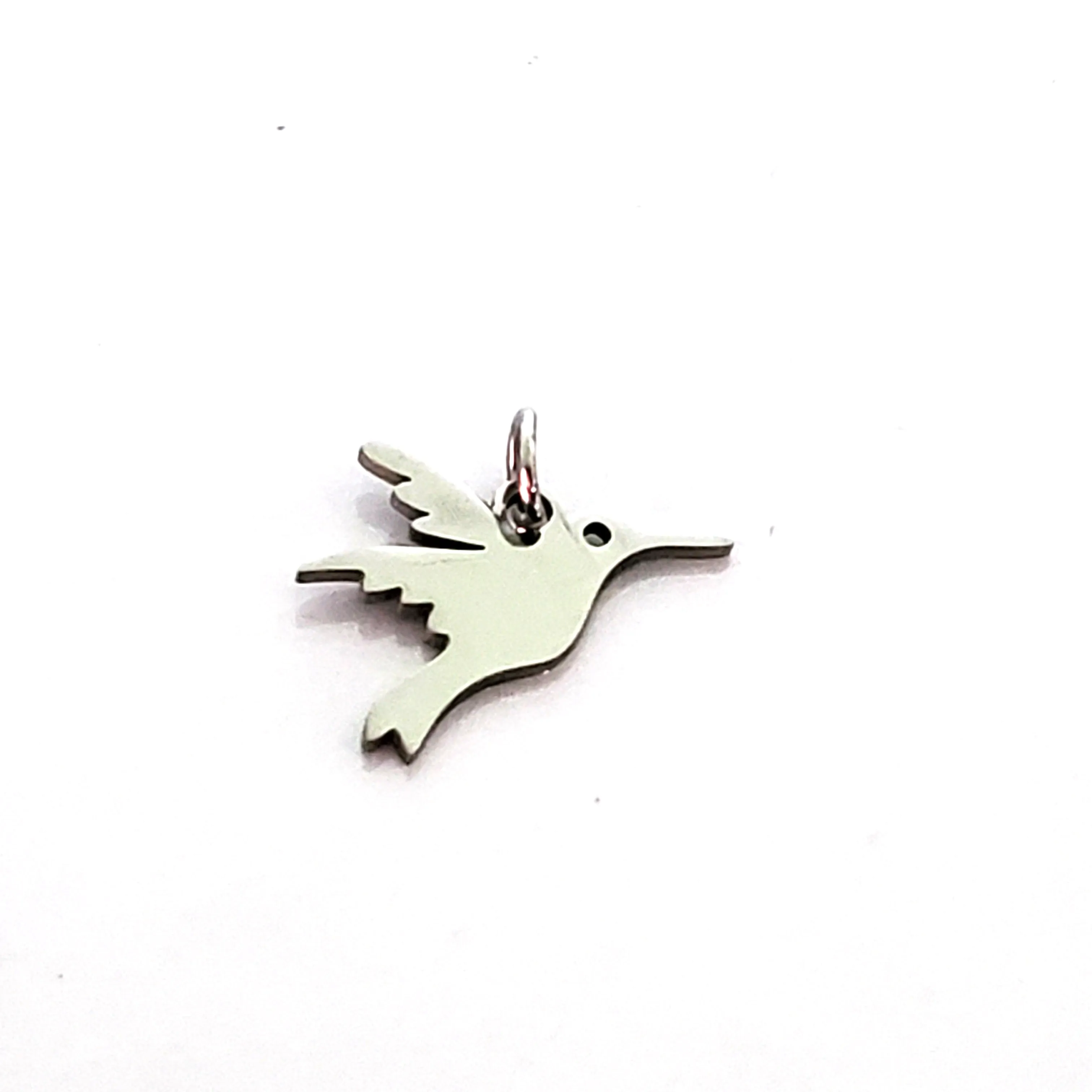 Hummingbird Charms, Stainless Steel, 13x15x1mm, 3mm Jump Ring, Lot Size 5 Charms, #1667