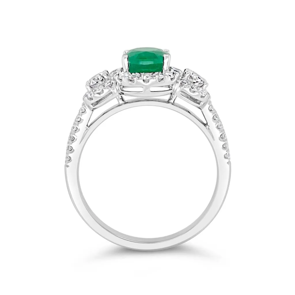 Irisa by Martin Binder Emerald & Diamond Three Stone Ring