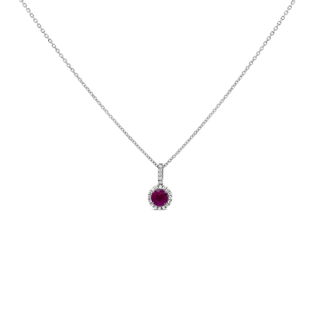 Irisa by Martin Binder Round Ruby & Diamond Halo Necklace