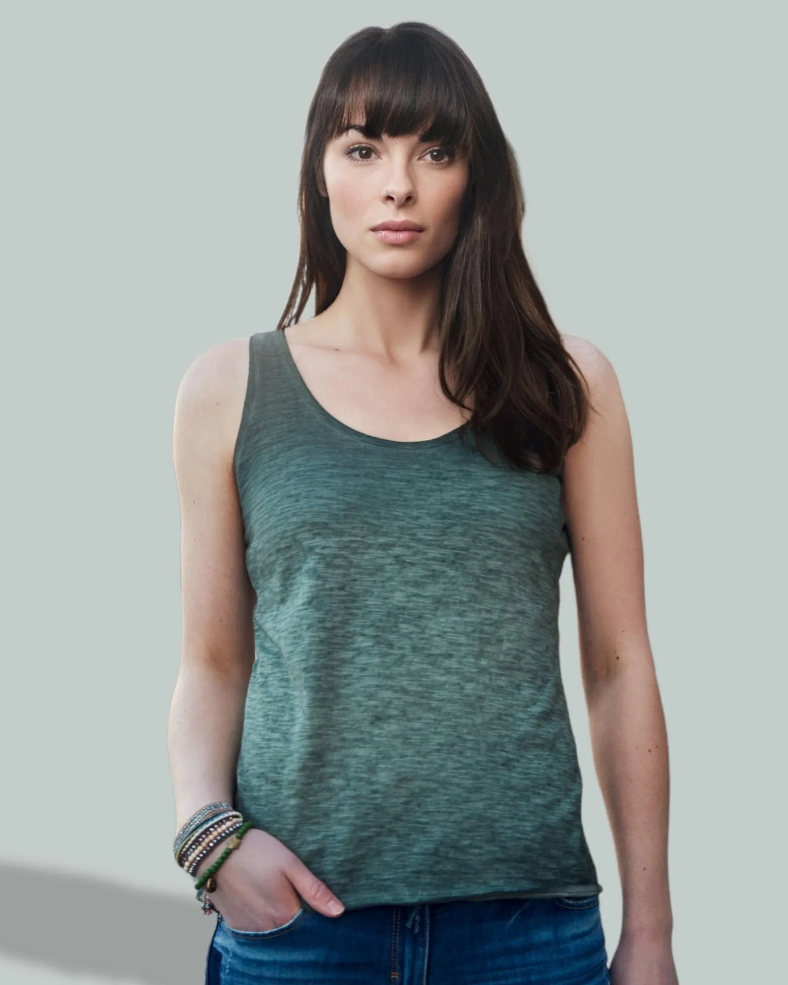 JAN 8017 ― Damen Bio-Baumwolle Flammgarn Tank Top - Denim Blau