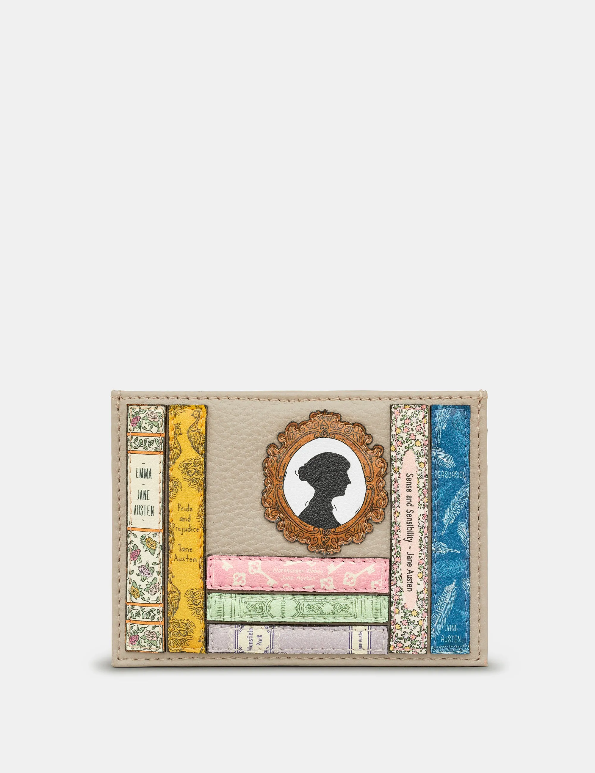 Jane Austen Bookworm Warm Grey Leather Academy Card Holder