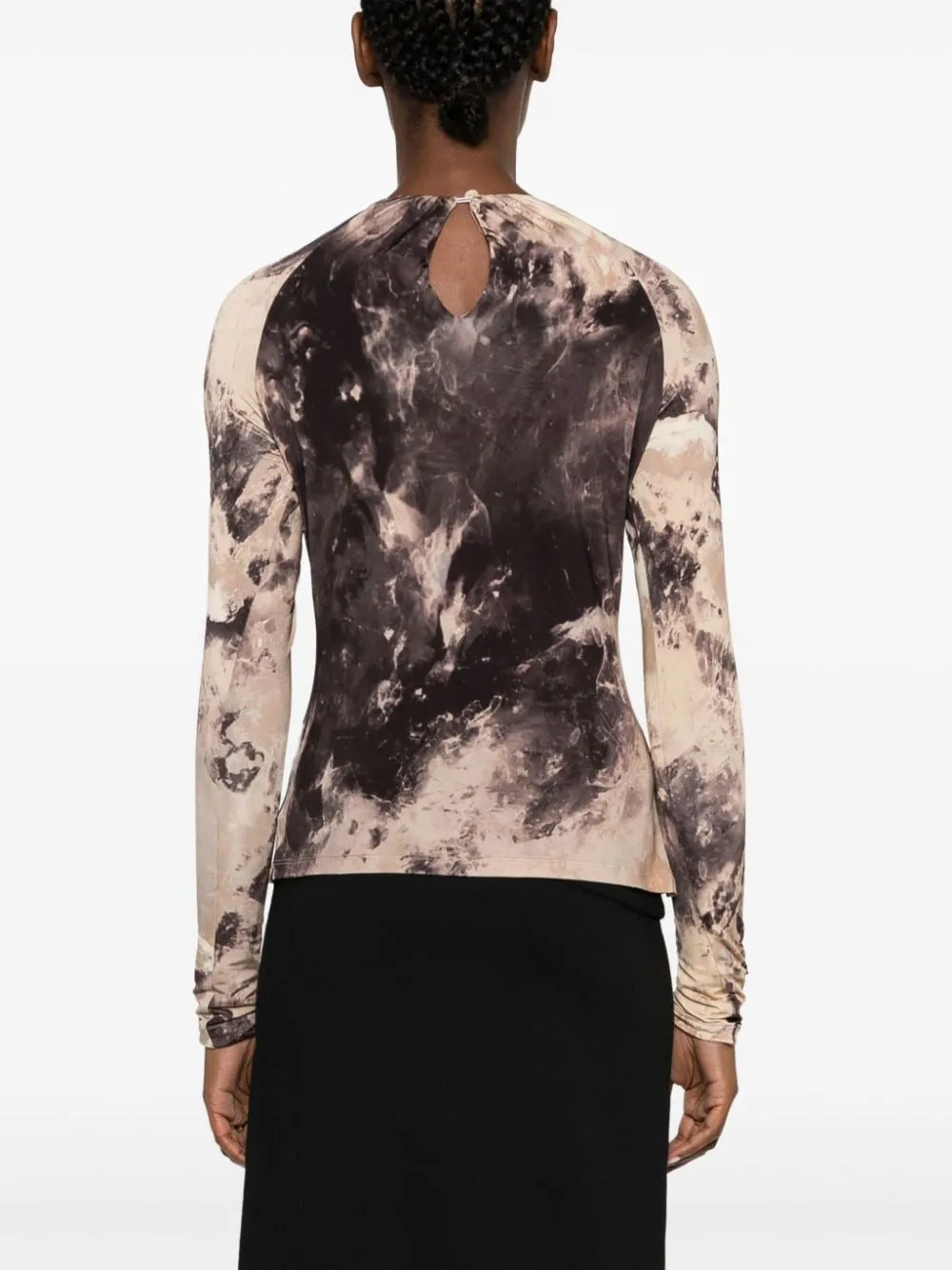 KANDICE L/S MACADAMIA ROCK CRYSTAL PRINT TOP