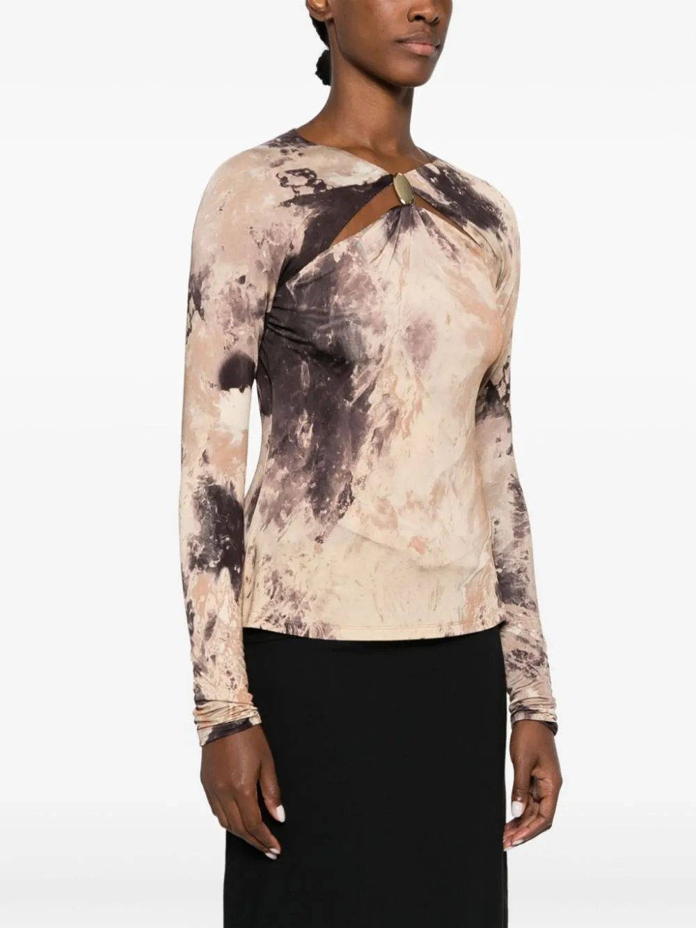 KANDICE L/S MACADAMIA ROCK CRYSTAL PRINT TOP