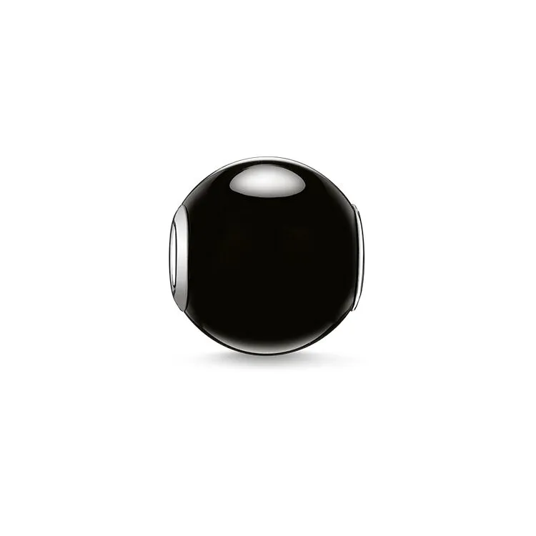 KARMA BEAD - STERLING SILVER SHINY OBSIDIAN BEAD