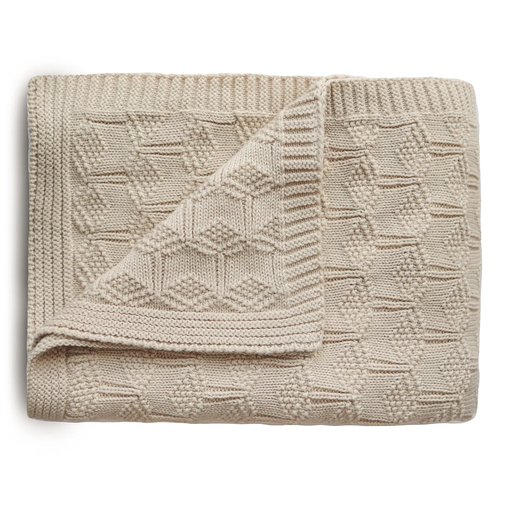 Knitted Honeycomb Baby Blanket (Beige)