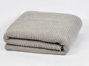 Large Linen/Cotton Waffle Bed Spread Light Grey