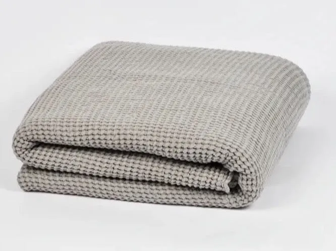 Large Linen/Cotton Waffle Bed Spread Light Grey