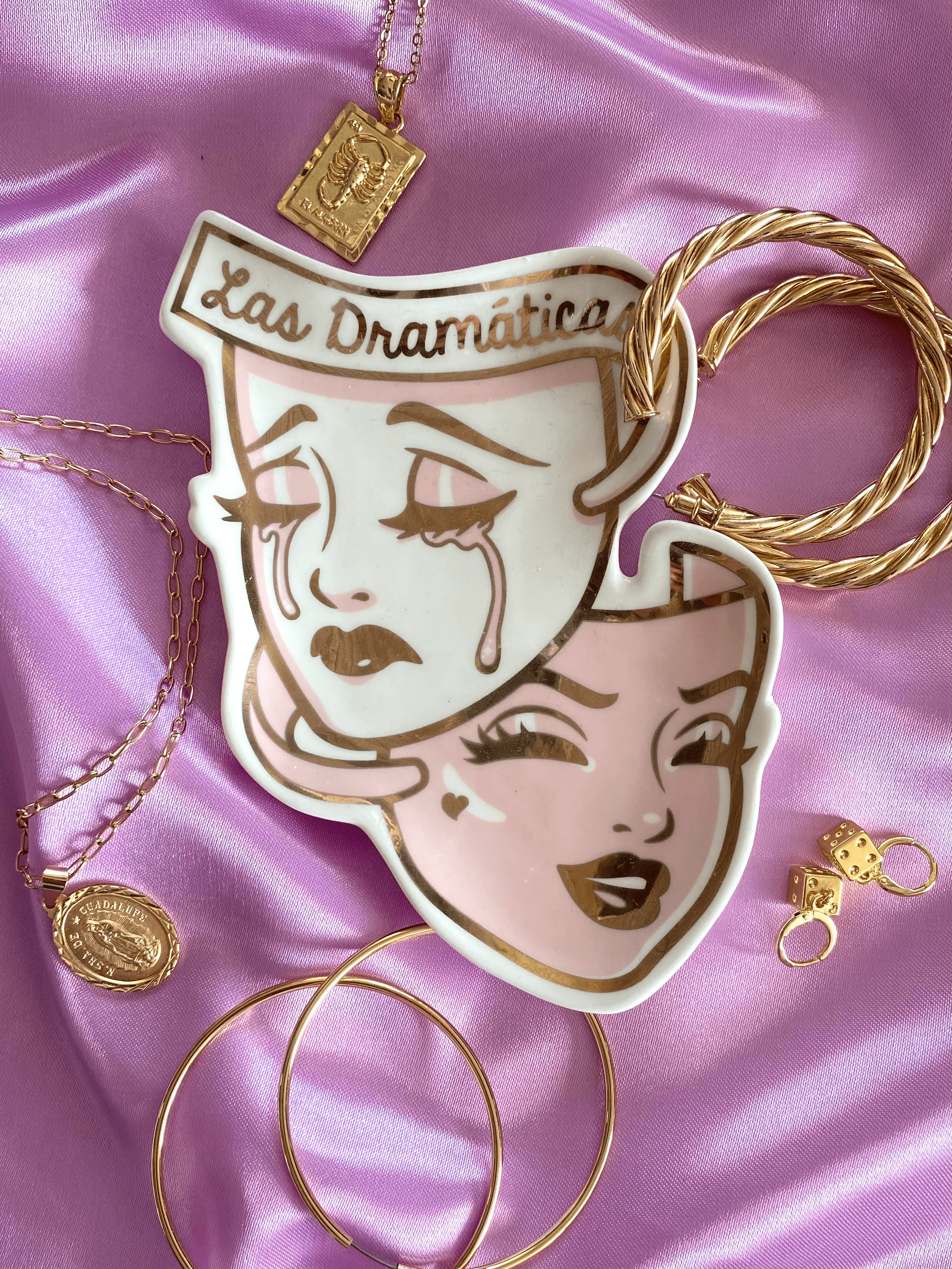 Las Dramáticas Trinket Tray - Pink/Gold