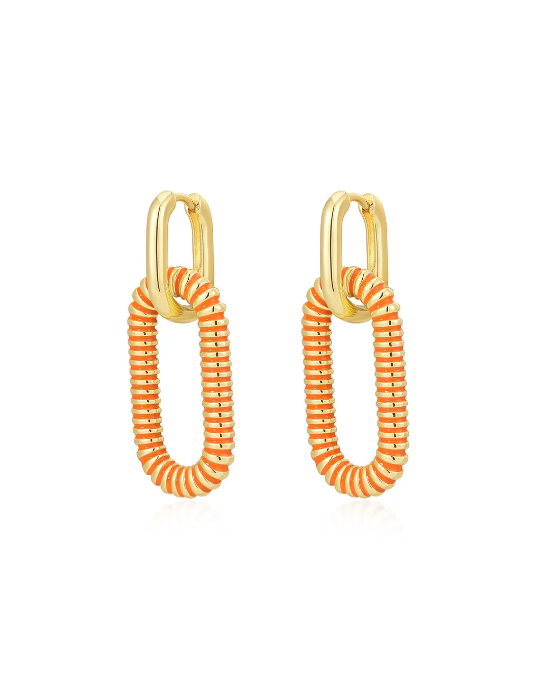 Le Signe Loop Hoops- Neon Orange- Gold