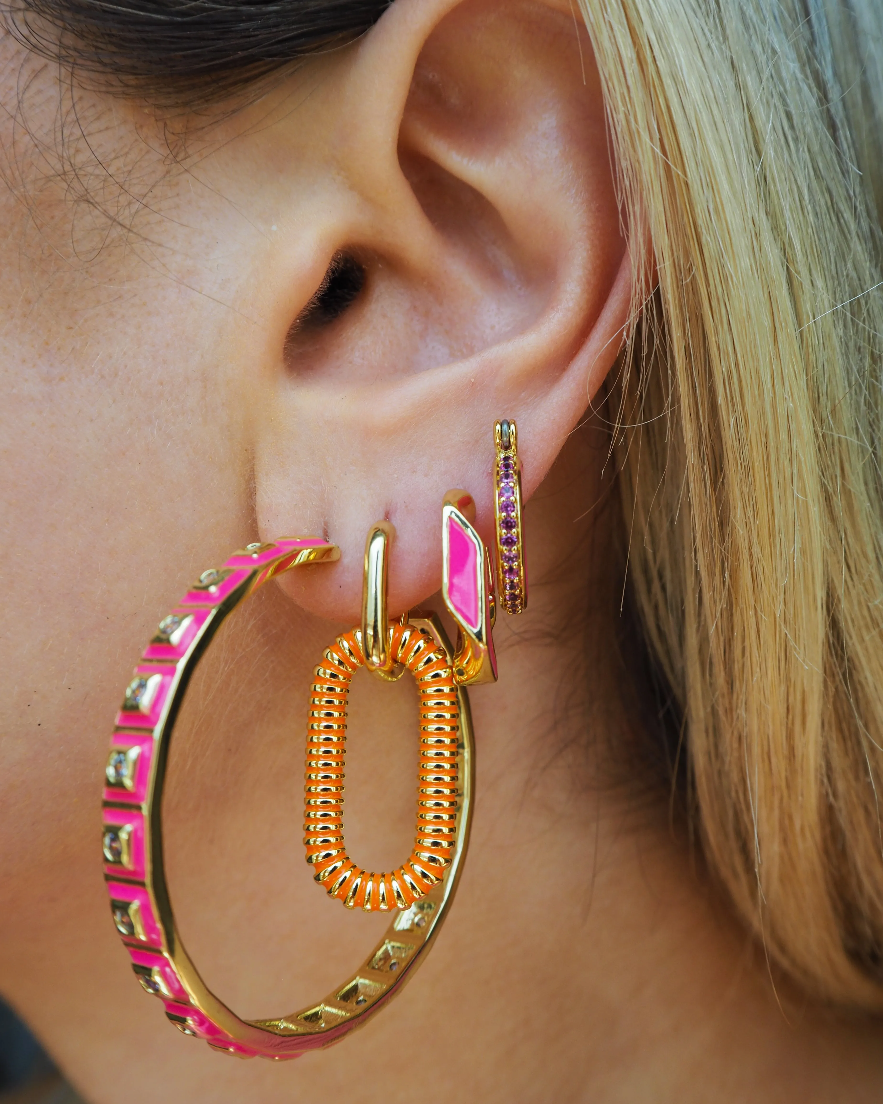 Le Signe Loop Hoops- Neon Orange- Gold