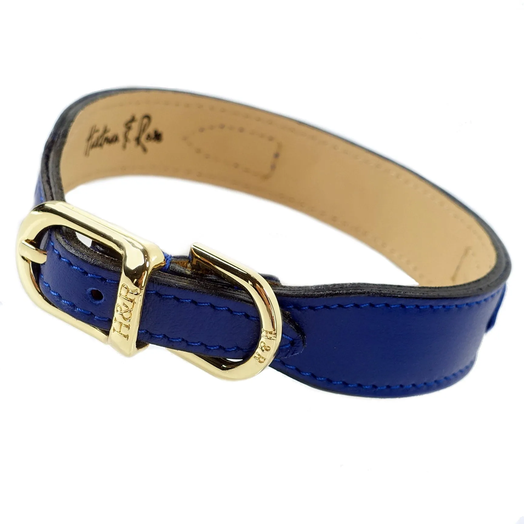 Leap Frog Dog Collar in Cobalt Blue & Gold