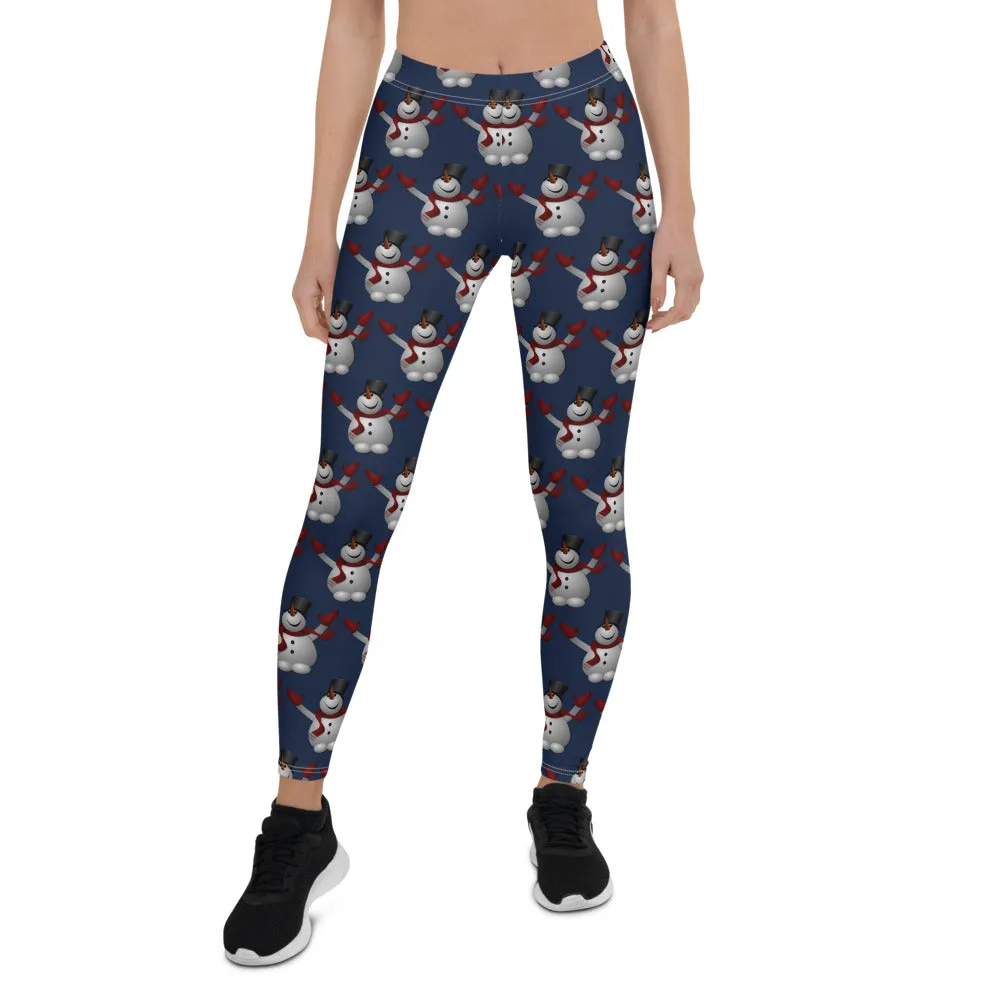 Leggings Snowman Navy Blue