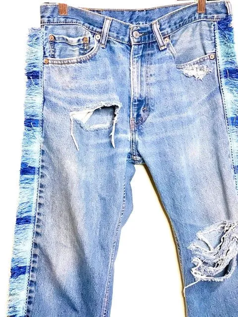 LEVIS Blue Shades Fringe Trim Jeans