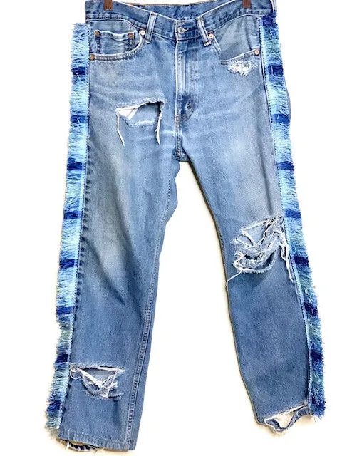 LEVIS Blue Shades Fringe Trim Jeans