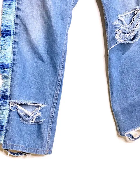 LEVIS Blue Shades Fringe Trim Jeans