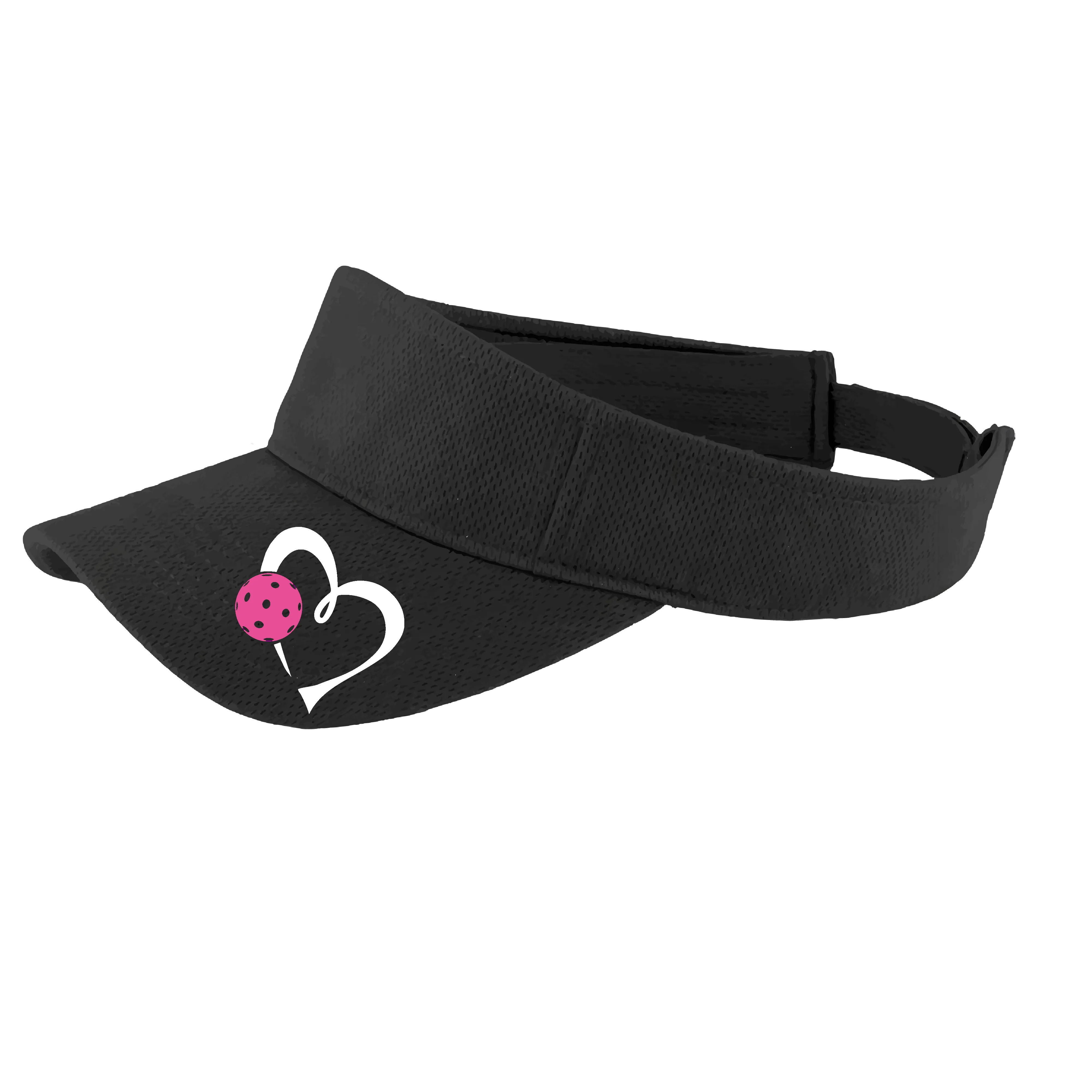 Love Pickleball Heart (Pink) Customizable | Pickleball Visors | Moisture Wicking 100% Polyester