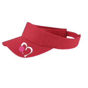 Love Pickleball Heart (Pink) Customizable | Pickleball Visors | Moisture Wicking 100% Polyester