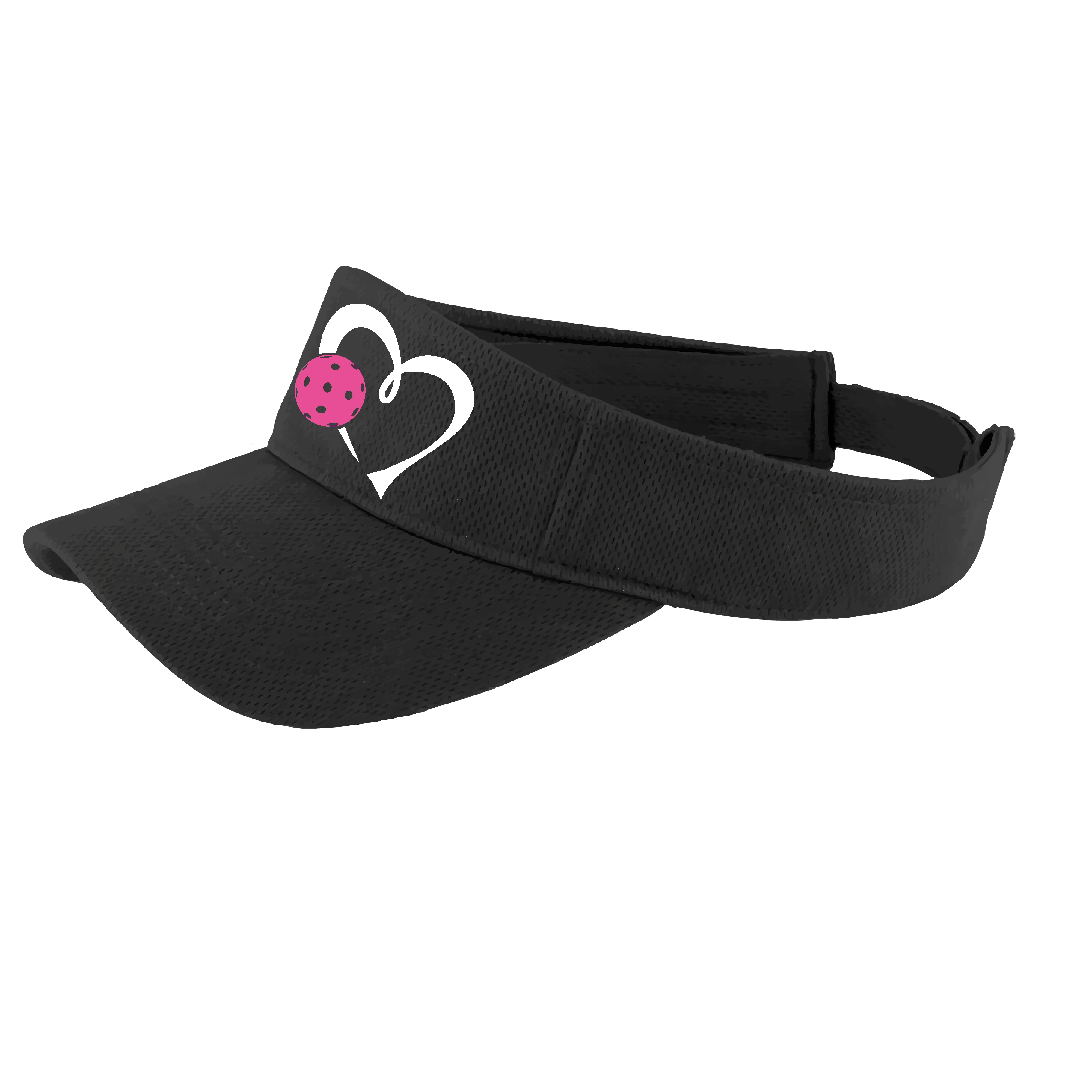 Love Pickleball Heart (Pink) Customizable | Pickleball Visors | Moisture Wicking 100% Polyester