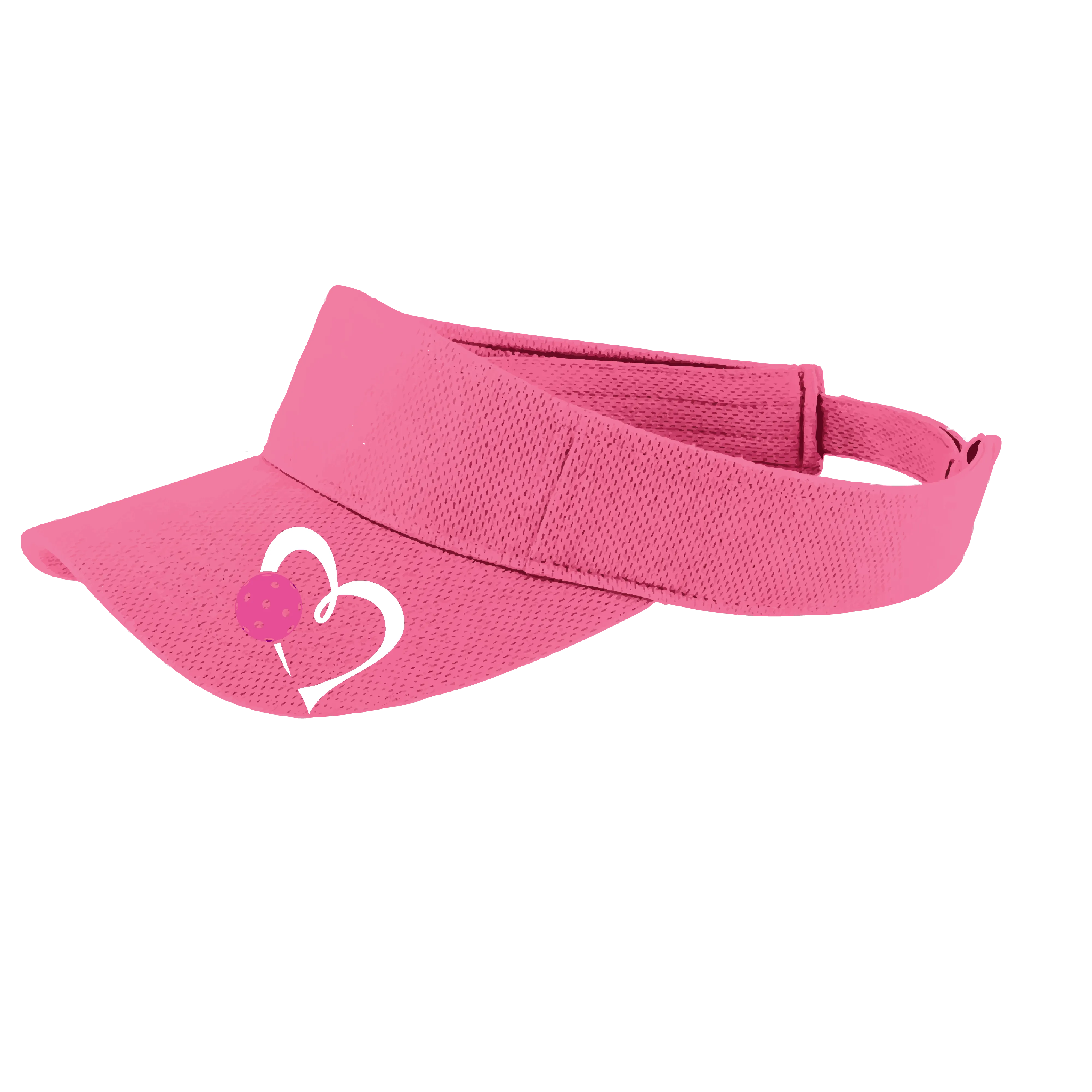 Love Pickleball Heart (Pink) Customizable | Pickleball Visors | Moisture Wicking 100% Polyester