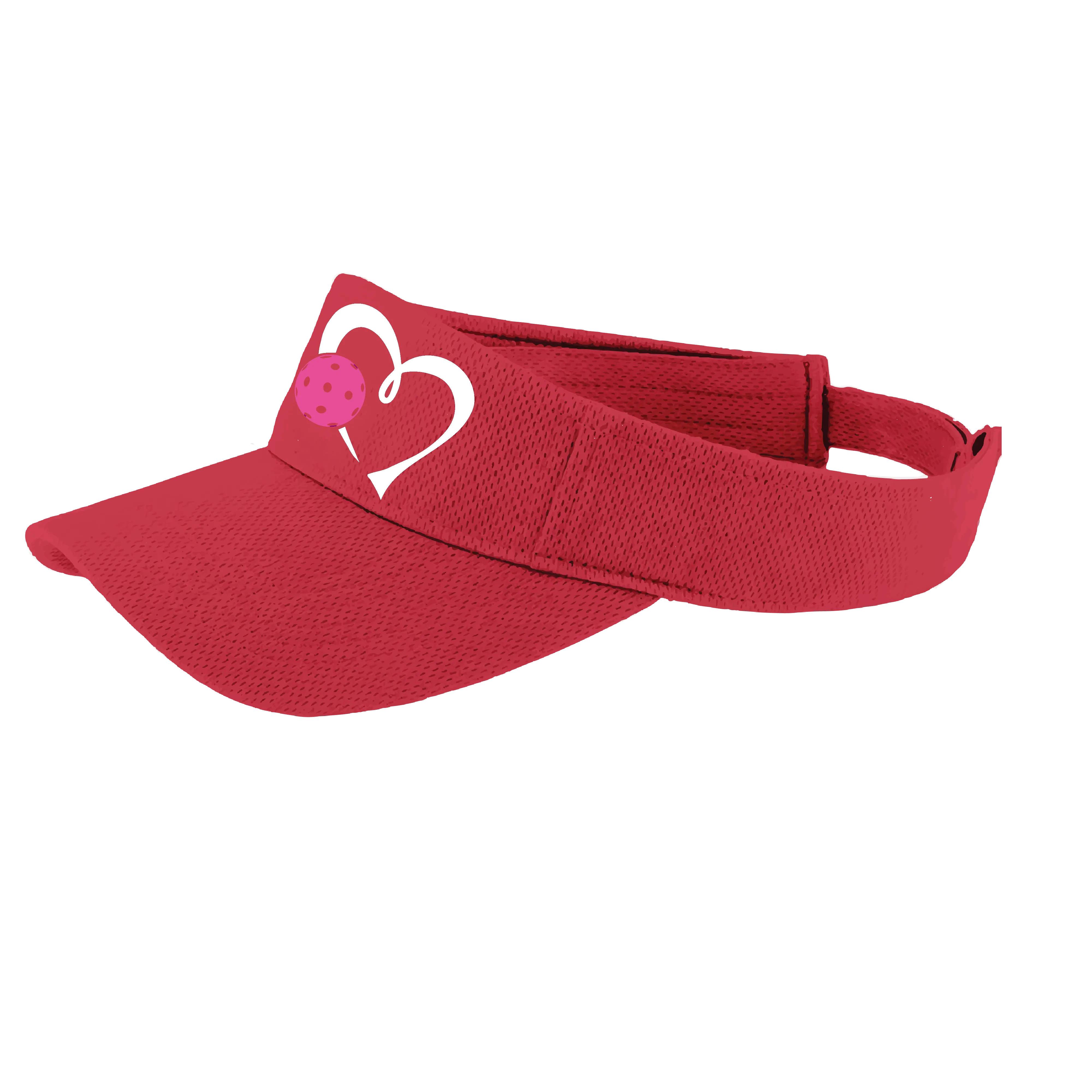 Love Pickleball Heart (Pink) Customizable | Pickleball Visors | Moisture Wicking 100% Polyester