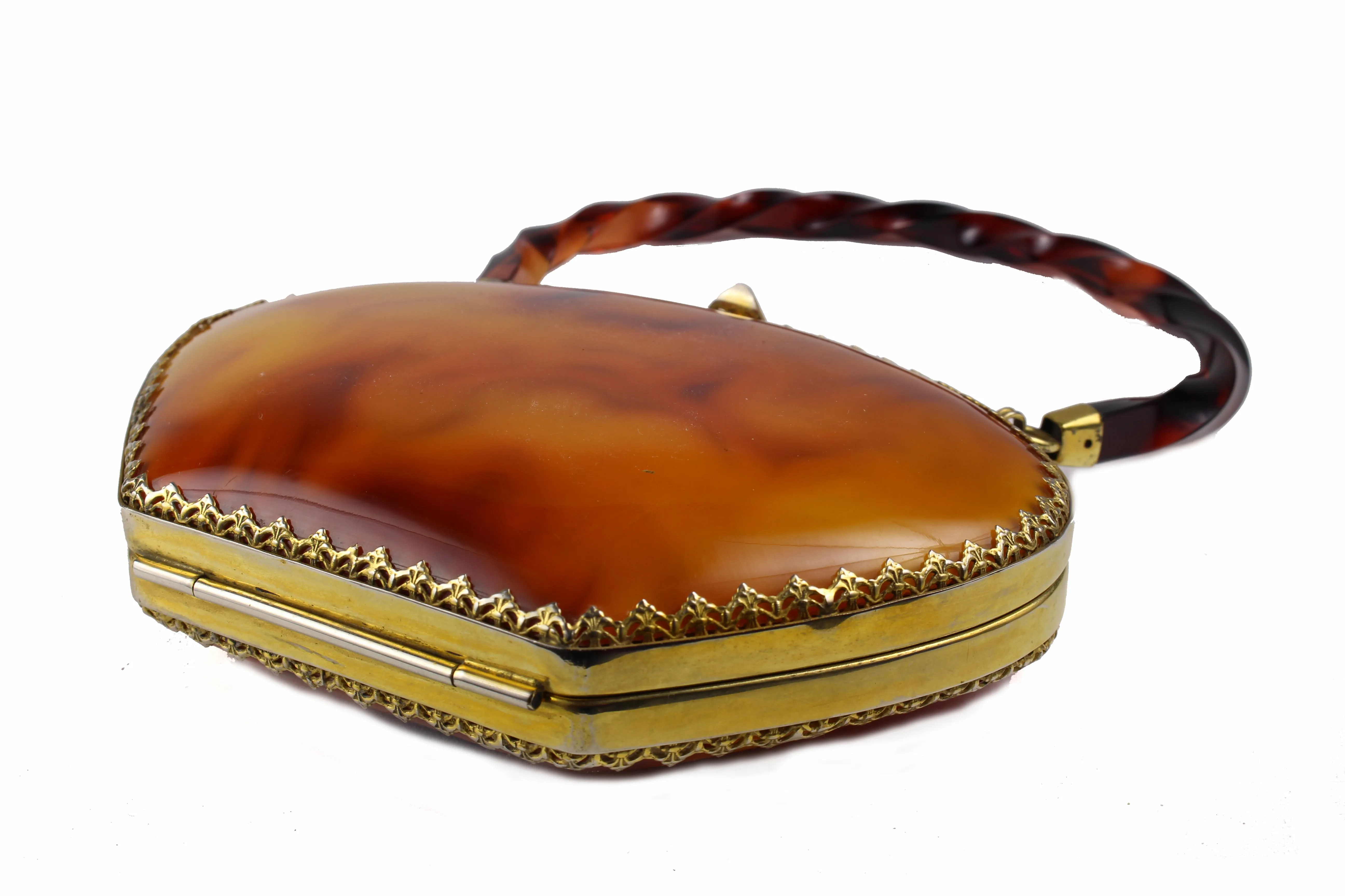 Lucite vanity purse shell tortoiseshell finish