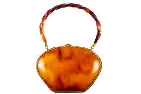 Lucite vanity purse shell tortoiseshell finish