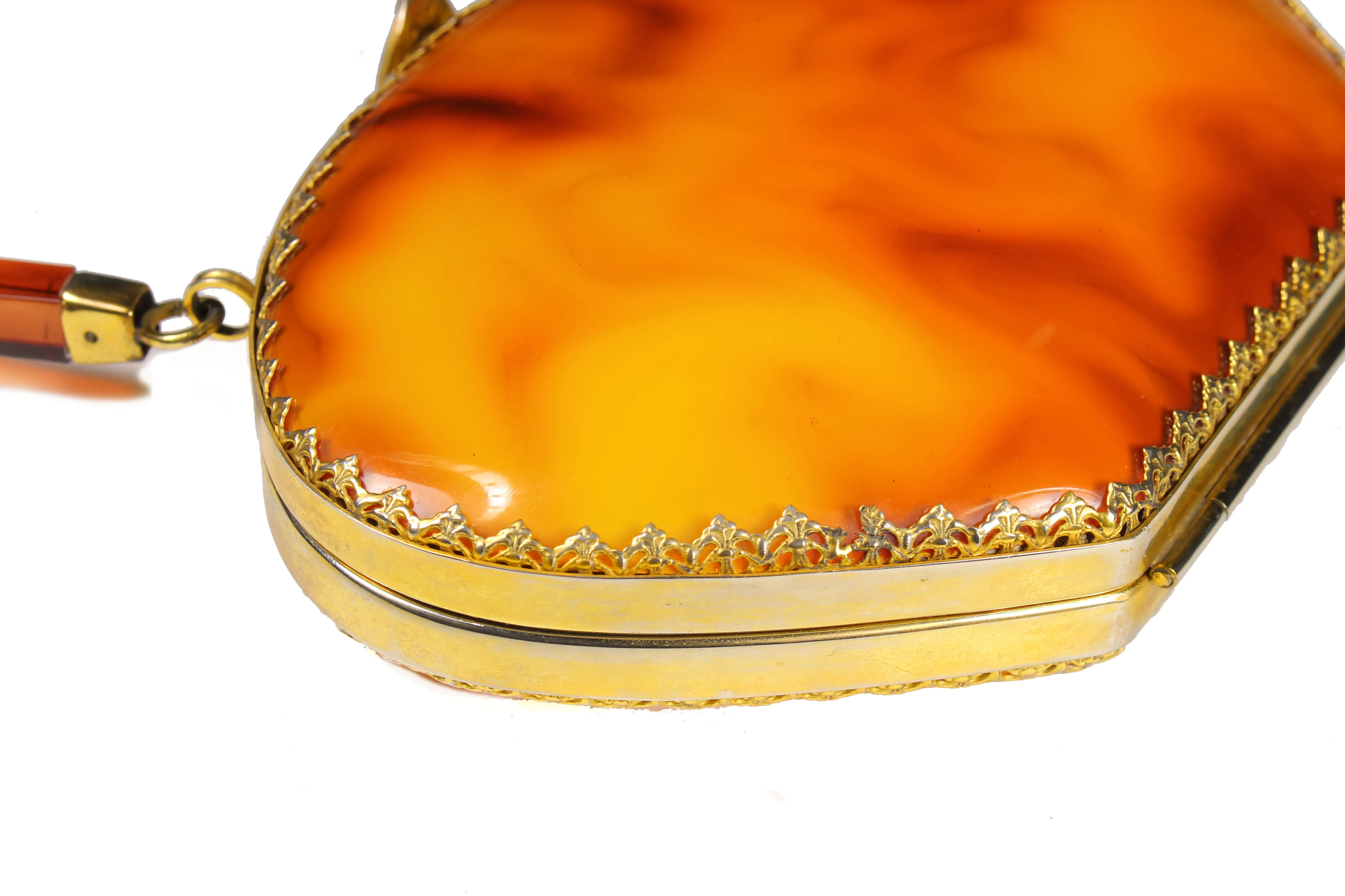 Lucite vanity purse shell tortoiseshell finish