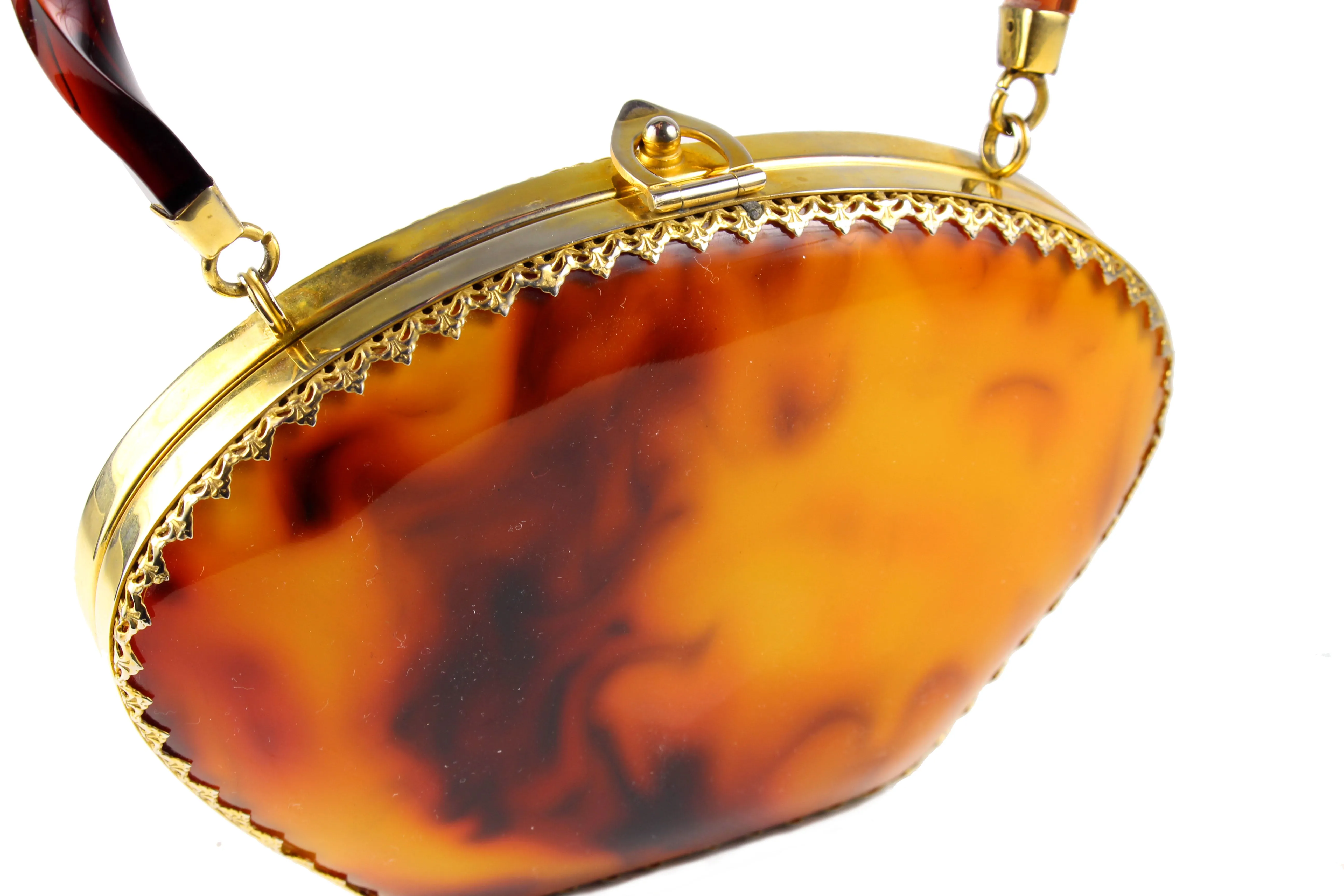 Lucite vanity purse shell tortoiseshell finish