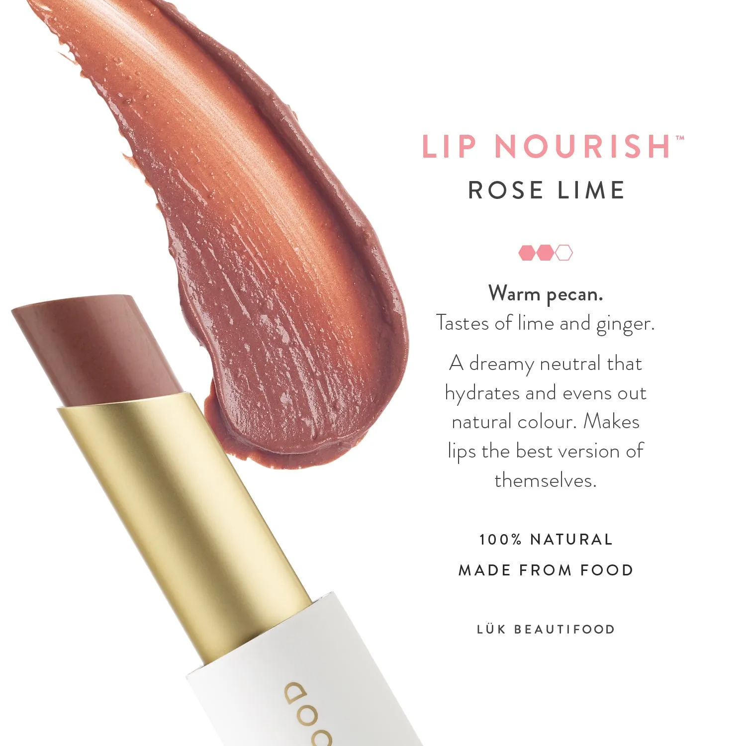 Luk Beautifood Lip Nourish Organic Lipstick Rose Lime