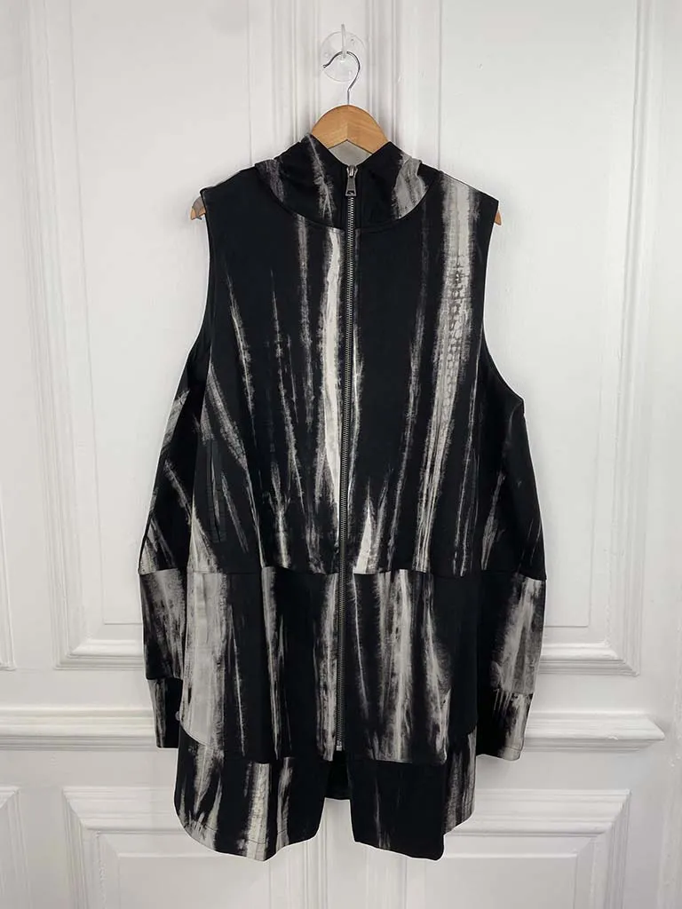 Malissa J Hooded Gilet - Mono Tie Dye