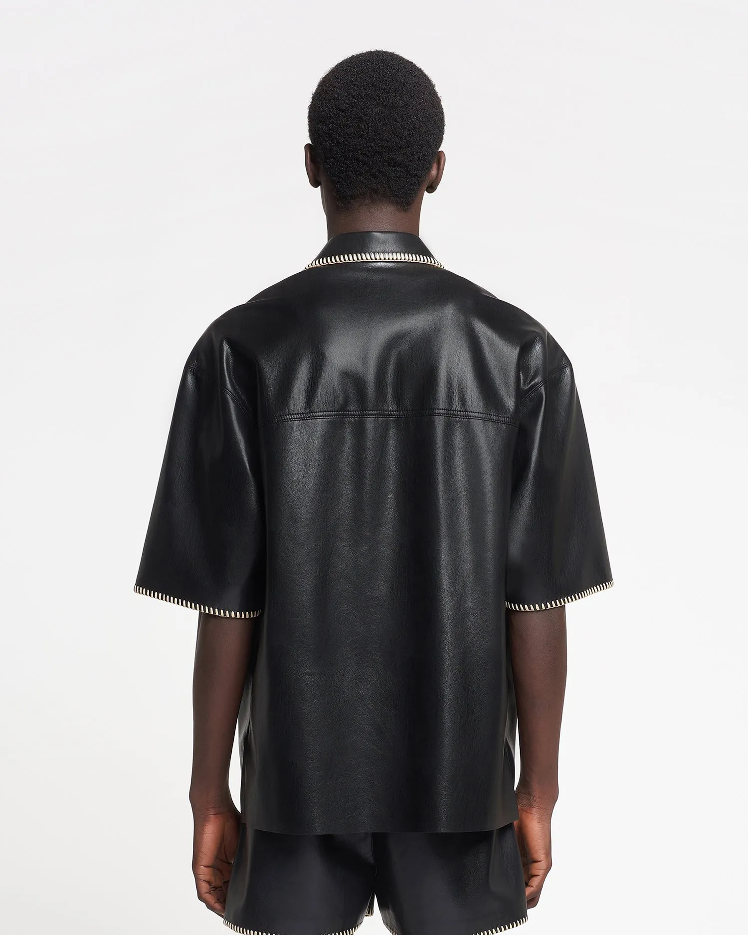 Mance - Raffia-Trimmed Okobor™ Alt-Leather Jacket - Black