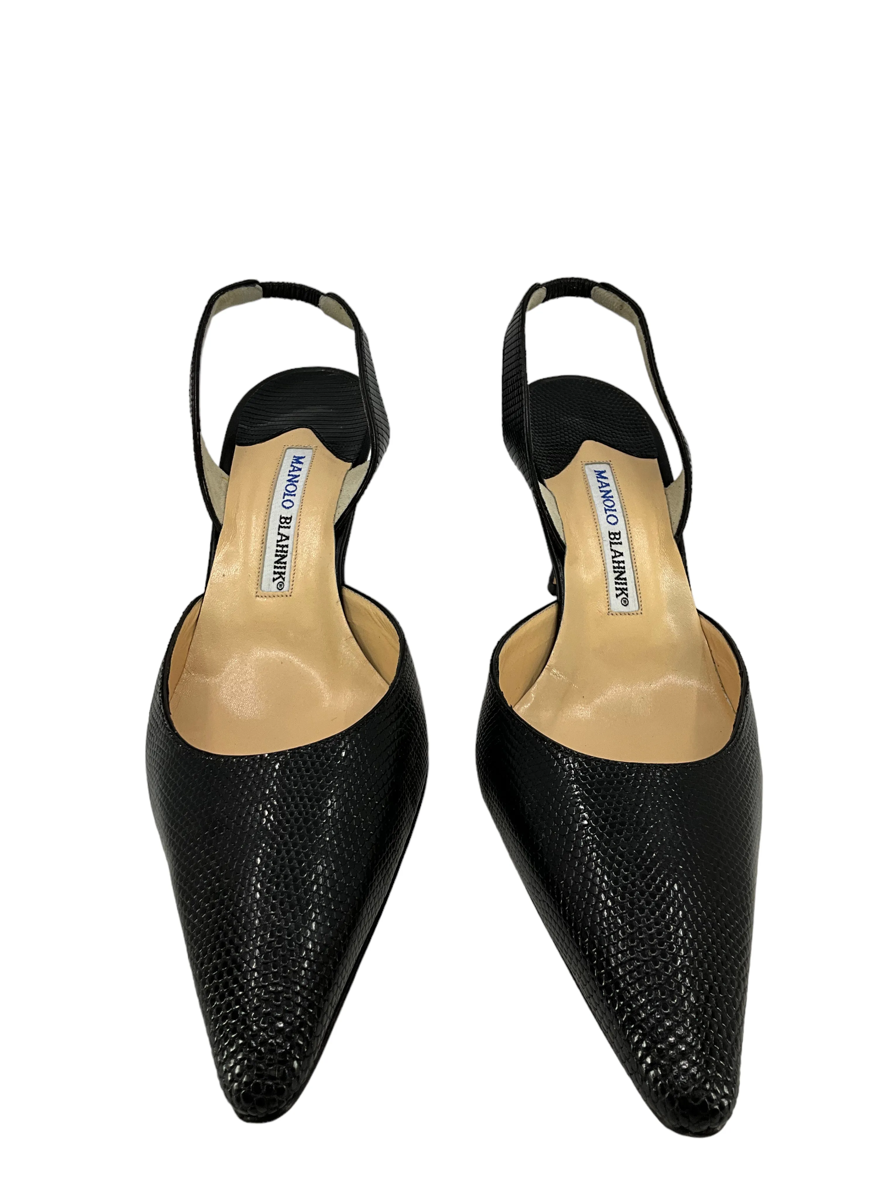 Manolo Bhlanik Lizard Slingback Pumps