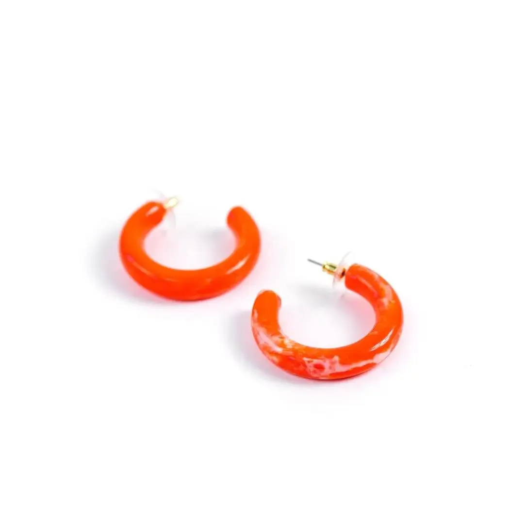 Marbled Hoop Resin Earrings