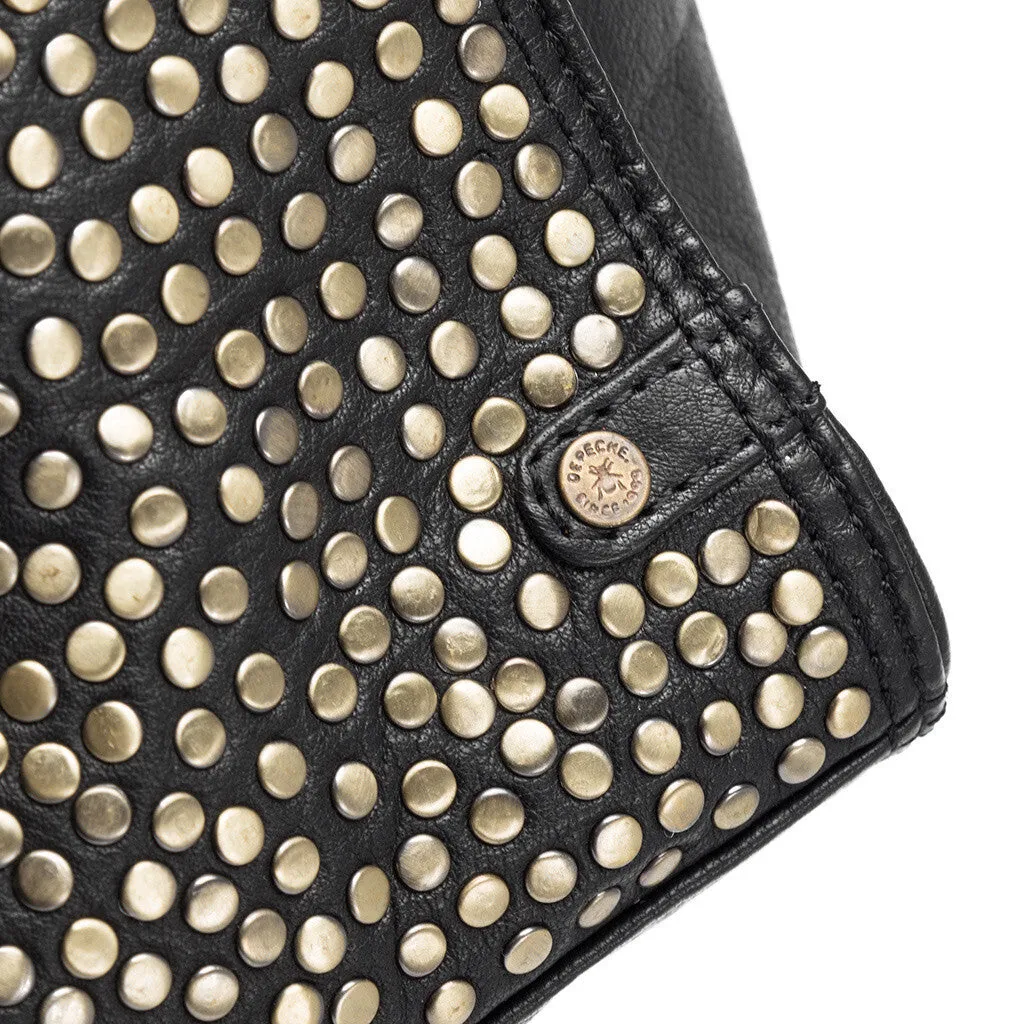 Medium leather bag with rivets / 15748 - Black (Nero)