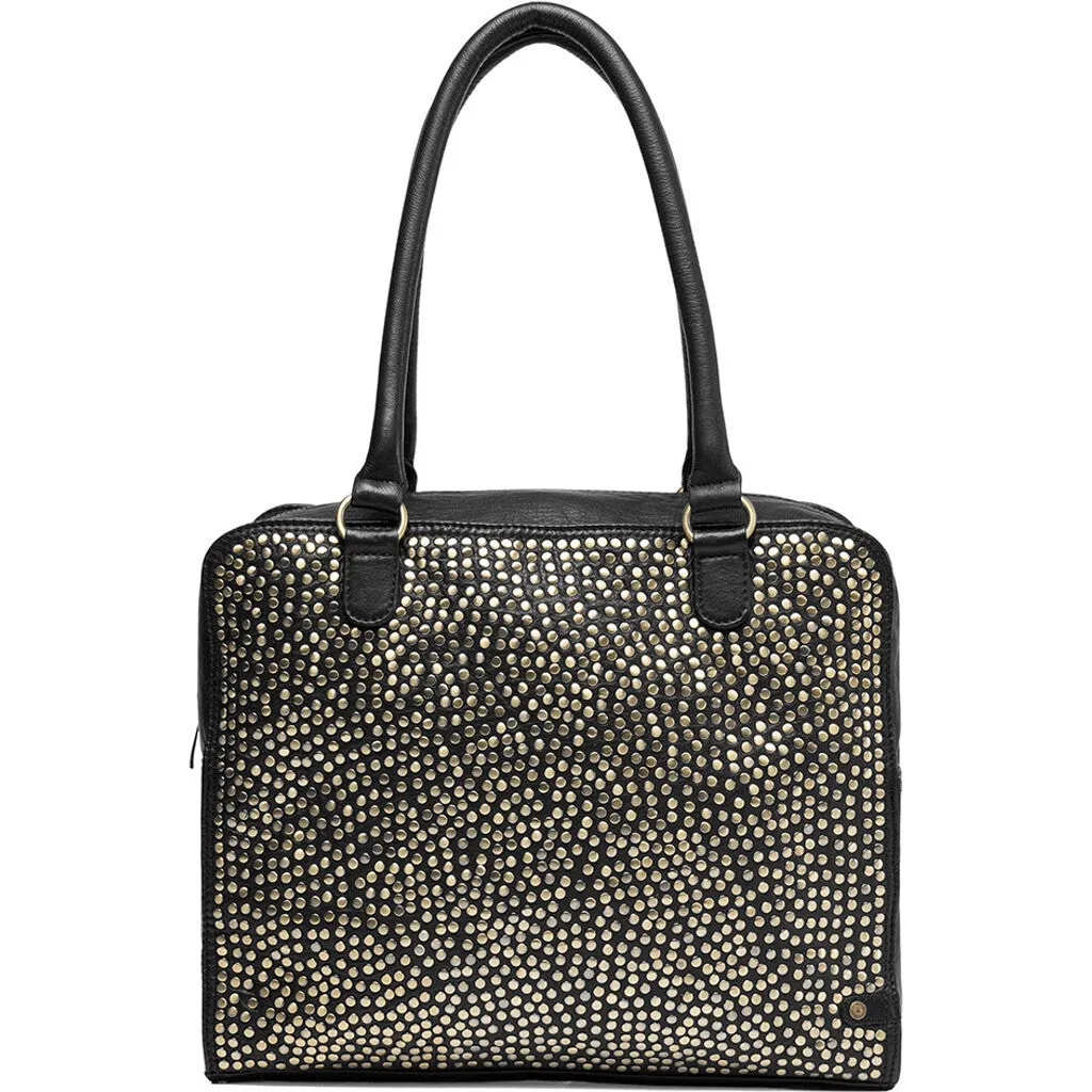 Medium leather bag with rivets / 15748 - Black (Nero)