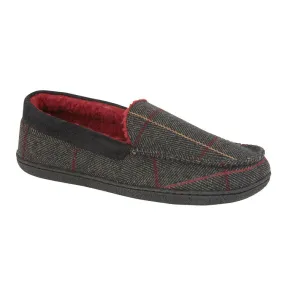 Mens Bedroom Slippers Grey Check Glengarry Jo & Joe