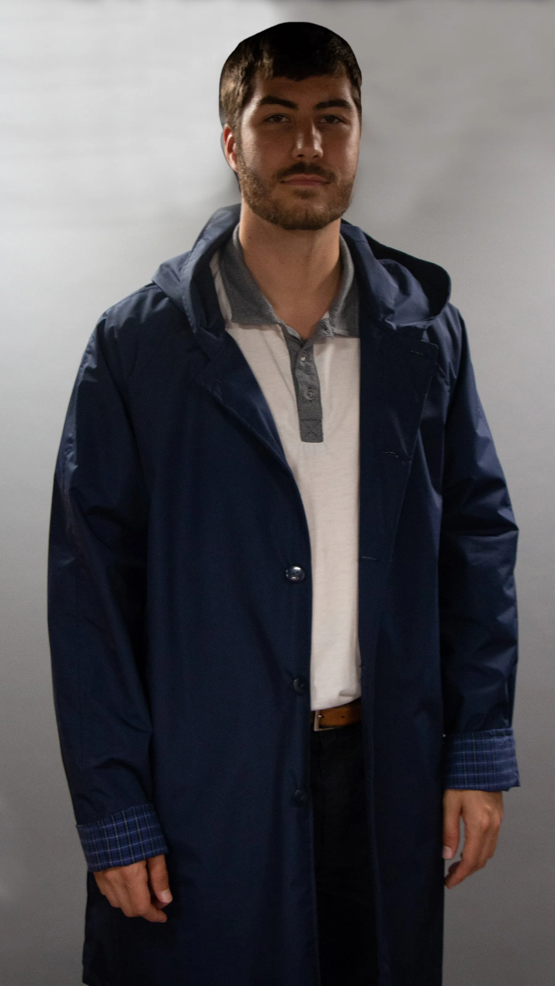 *Men's Deep Navy Outer Lined Raincoat (LR/C 0818A)