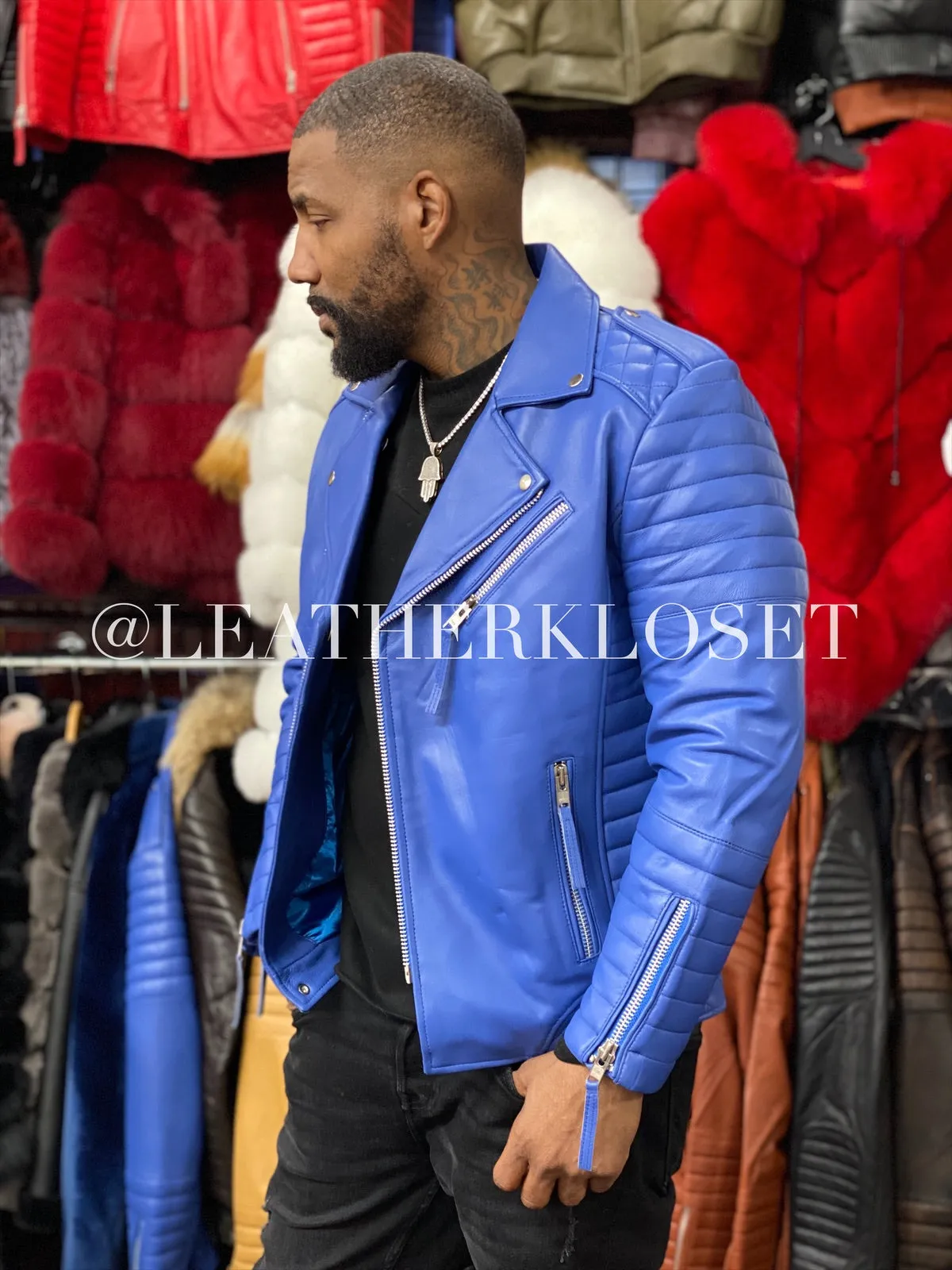 Men's Jay Biker Jacket Royal Blue