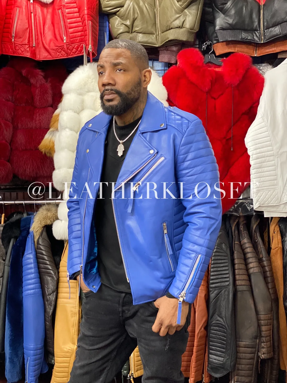 Men's Jay Biker Jacket Royal Blue