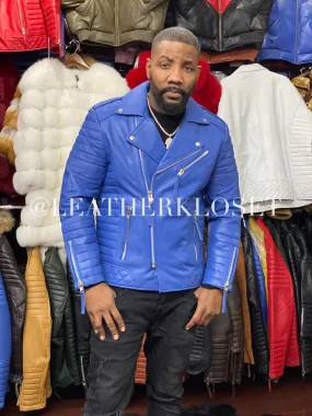 Men's Jay Biker Jacket Royal Blue