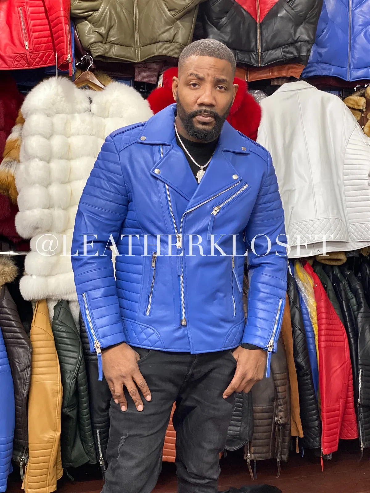 Men's Jay Biker Jacket Royal Blue