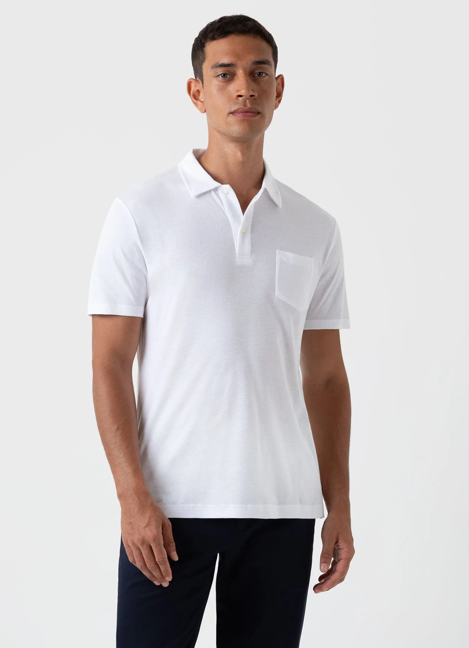 Men's Sea Island Cotton Riviera Polo Shirt in White