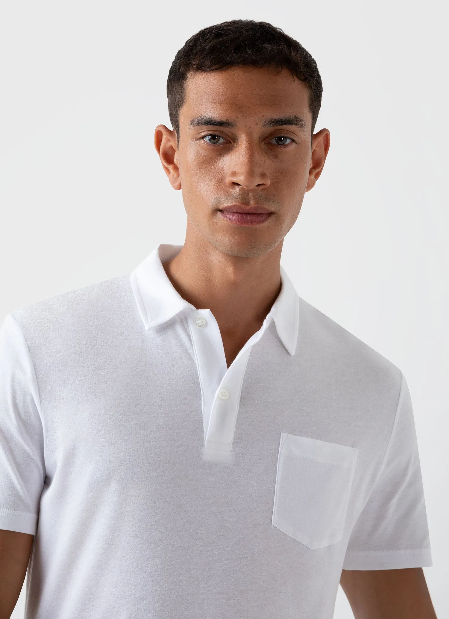 Men's Sea Island Cotton Riviera Polo Shirt in White