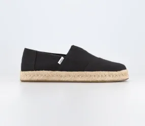 Mens Toms Alpargata Rope 2.0 Black Recycled Cotton Slubby Woven