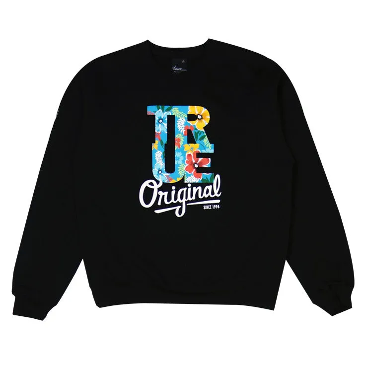 Mens True Floral Crewneck Sweatshirt Black