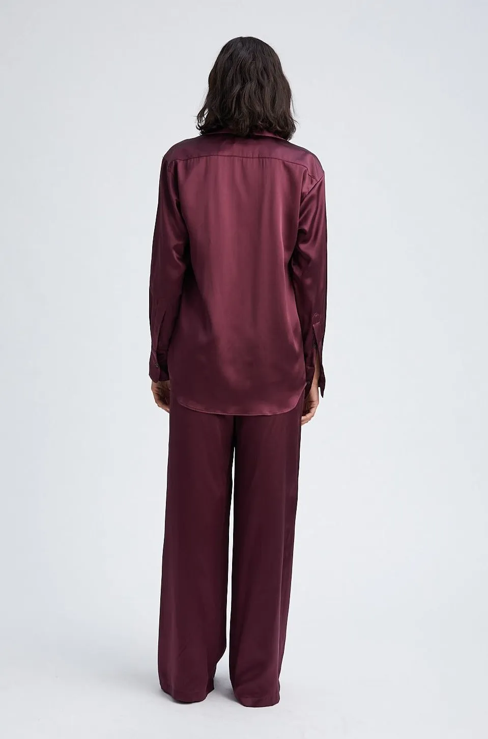 Merlot Silk Slim Button Down