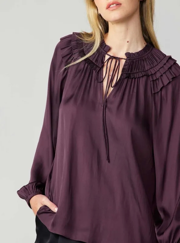 Midnight Plum Ruffled Top